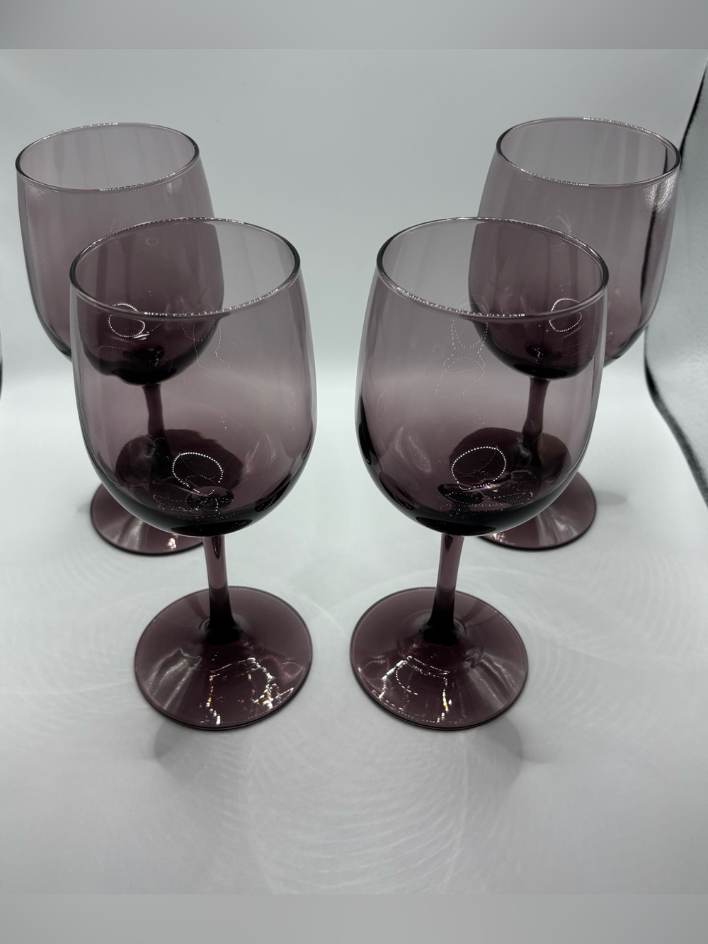 Vintage Libbey Amethyst Glass Water Goblets - Set of 4 (Unmarked)